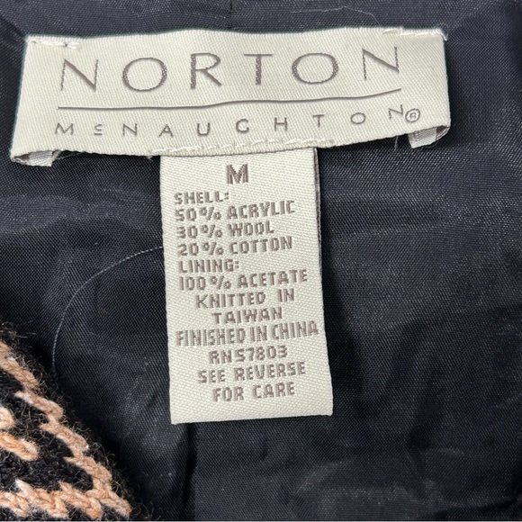 Norton Mcnaughton Womens Size M Chevron Button Down Sweater Jacket With Lining - Picture 5 of 7